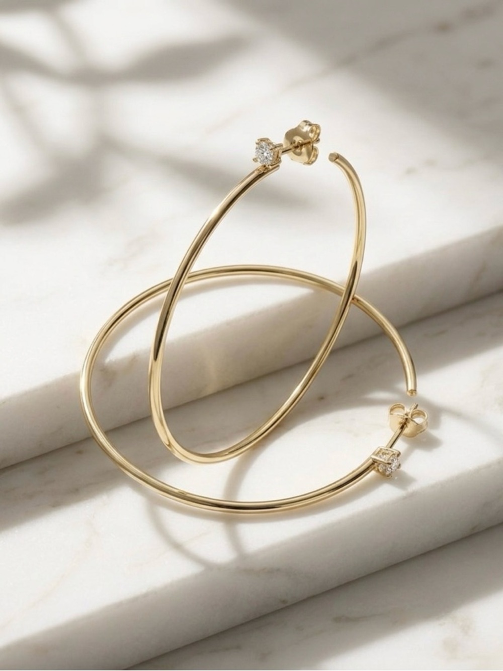 S925 Minimalist Moissanite Large Hoop Earrings - Picture 2 of 5